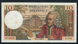 FRANCE P147 10 FRANCS 3.3.1966 #D.245    VF - 10 F 1963-1973 ''Voltaire''