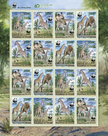 Niger 2021, WWF 60th Anniv., Giraff, Overp. GREEN, 16val In BF - Giraffes