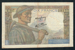 FRANCE P99f 10 FRANCS 26.9.1946 #V.107    VF - 10 F 1941-1949 ''Mineur''