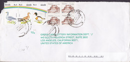 Pakistan KASAMIR 1993 Cover Brief LOS ANGELES United States 3-Stripe Bird Vogel Oiseau Goose Duck 4-Block Hyderabad Fort - Pakistan