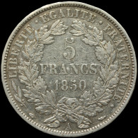 LaZooRo: France 5 Francs 1850 A VF / XF - Silver - 5 Francs