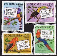 Colombia, 1974, UPU, Birds, Parrots, Universal Postal Union, United Nations, MNH, Michel 1275-1278 - Colombia