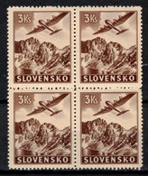 Slovaquie 1939 Mi 52 (Yv PA 5), (MNH)** Bloc De 4 - Unused Stamps