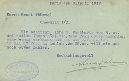 1912 Telegram Herr Ernst Thummel Corespondence - Poste & Facteurs