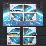 Hong Kong 1986 Set Comet Halley Stamps (Michel 478/81 + Bl.6) MNH - Neufs