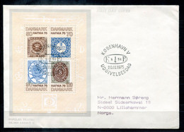 DÄNEMARK Block 2, Bl.2 FDC - HAFNIA '76, Marke Auf Marke, Stamp On Stamp, Timbre Sur Timbre - DENMARK / DANEMARK - Hojas Bloque