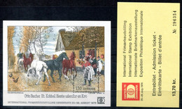 DÄNEMARK Block 3, Bl.3 Mnh Mit Ticket - HAFNIA '76, Gemälde,Painting,Peinture,Pferd,Horse,Cheval - DENMARK / DANEMARK - Blocchi & Foglietti