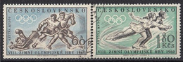 CZECHOSLOVAKIA 1183-1184,used,falc Hinged - Winter 1960: Squaw Valley