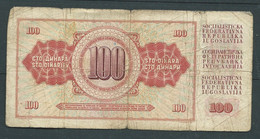 Billet Yougoslavie 100 Dinars Année 1965 EH640554 - ETAT D'USAGE   LAURA 9608 - Jugoslavia