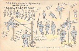 HUMOUR MILITARIA - Scènes Militaires - Le Saut à La Perche - Carte Postale Ancienne - Humoristiques