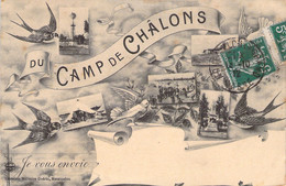 MILITARIA - Du Camp De Châlons Je Vous Envoie - Hirondelle - Multi Vues - Carte Postale Ancienne - Caserme