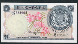 SINGAPORE P1d 1 DOLLAR 1972 #D/74 TYPE 2 SIGN. HON SUI SEN     AU-UNC. - Singapour