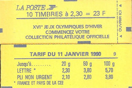 CARNET 2614-C 7 Marianne De Briat "XVI JEUX OLYMPIQUES D'HIVER....." Daté 22/8/90 Fermé Bas Prix RARE. - Modern : 1959-...