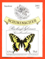 Etiquette De Vin Suisse Schinznacher Riesling Sylvaner 2001 à Schinznach - 75 Cl - Papillon - Farfalle