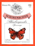 Etiquette De Vin Suisse Schinznacher Blauburgunder 2001 à Schinznach - 75 Cl - Papillon - Vlinders