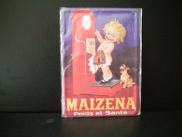 Plaque Publicitaire En Tôle ( 21 X 15,5 Cm ) " Maîzéna " Poids Et Santé - Tin Signs (vanaf 1961)