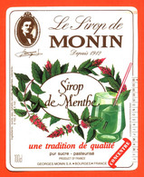 Etiquette De Sirop De Menthe Monin à Bourges - 100 Cl - Frutas Y Legumbres