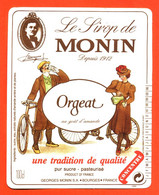 Etiquette De Sirop D'orgeat  Monin à Bourges - 100 Cl - Vélos - Bicyclettes - Cyclistes - Fruits Et Légumes