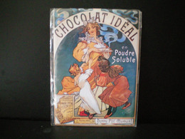 Plaque Publicitaire En Tôle ( 21 X 15,5 Cm ) "Chocolat Idéal " En Poudre Soluble - Plaques En Tôle (après 1960)