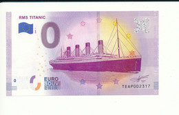 Billet Touristique 0 Euro - RMS TITANIC - TEAP - 2020-1 - N° 2317 - Other & Unclassified