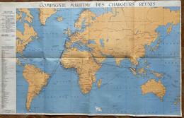 Navires à Vapeur - COMPAGNIE MARITIME DES CHARGEURS REUNIS - Affiche Planisphère De La Cie Par R.JANNOT 1953 - Zeekaarten