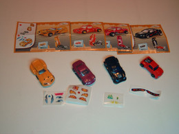 2007 Ferrero - Kinder Surprise - TT065, TT066, TT067 & TT068 - Race Cars - Complete Set + 4 BPZ's - Monoblocchi