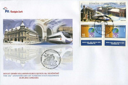 Turkey, Türkei - 2012 - 156th Anniversary Of Turkish State Railways, Ankara /// First Day Cover & FDC - Cartas & Documentos