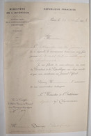 Ancienne Lettre Du Ministre De L'intérieur Georges CLEMENCEAU à Monsieur DORMOY Gendarme à Troyes En 1908 - Documents