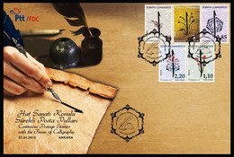 Turkey, Türkei - 2013 - Calligraphy, Art, Artwork, Flowers /// First Day Cover & FDC - Storia Postale