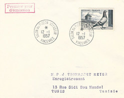 Enveloppe FDC France 12-1-1957 Colombophilie, Vincennes - Other & Unclassified
