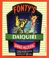 Etiquette + Collerette + étiq De Dos D'aperitif Daiquiri Sans Alcool Cocktail Fonty's - Papillon - Fleurs - Mariposas