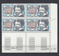 MONACO N° 839 - Bloc De 4 COIN DATE - NEUF SANS CHARNIERE - ALEXANDRE DUMAS - 29/4/70 - Unused Stamps