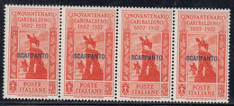 1932 Giuseppe Garibaldi 4 Val. Sass. 25 MNH** Cv 280 - Ägäis (Scarpanto)