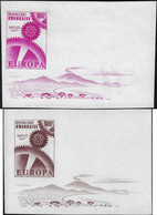 Rwanda 1967 COB Bl. 8 Et 9. Essais Sans Les Inscriptions. Exposition Philatélique Du Timbre Europa Volcan, Roues Dentées - Volcans