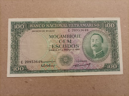 Billete De Mozambique De 100 Escudos Sin Resello, Año 1961 - Mozambico