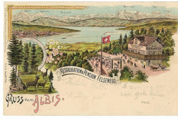 Gruss Vom ALBIS: Farblitho Restauration Felsenegg 1900 - Egg