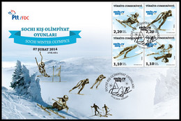 Turkey, Türkei - 2014 - Sochi Winter Olympics, Ski-jump /// First Day Cover & FDC - Lettres & Documents