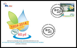 Turkey, Türkei - 2014 - 60th YEAR OF GENERAL DIRECTORATE OF STATE HYDRAULIC WORKS /// First Day Cover & FDC - Brieven En Documenten