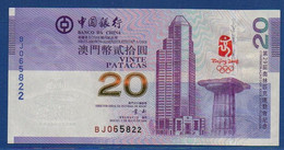 MACAU - Banco Da China - P.107a – 20 Patacas 2008 UNC, Serie BJ 065822 - "Olympic Games" Commemorative Issue - Macao