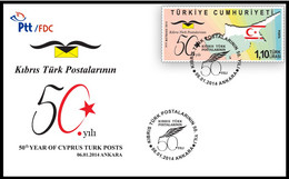 Turkey, Türkei - 2014 - 50th Year Of Cyprus Turks Posts /// First Day Cover & FDC - Storia Postale