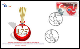 Turkey, Türkei - 2014 - 175th Anniv. Of The Foundation Of The Gendarmerie General Command /// First Day Cover & FDC - Brieven En Documenten