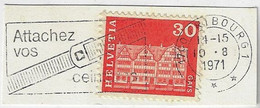 Switzerland 1971 Cover Fragment With Stamp And Slogan Atachez Vos Ceintures Fasten Your Seat Belts Traffic Safety - Accidents & Road Safety