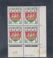 France - 07/11/58 - Neuf** - N°YT 1186** - Coin Daté - Armoirie De Villes - Nantes - 1950-1959