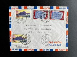 FRENCH POLYNESIA 1969 AIR MAIL LETTER PAPEETE TO MARSEILLE 03-01-1969 POLYNESIE LETTRE - Cartas & Documentos