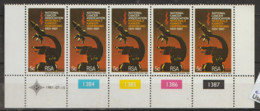 South Africa   1981   SG 497  Cancer Associaton   Corner Unmounted  Mint  Strip  Of Five - Neufs