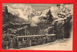 ZUP-05  Mürren Bahn Grütschalp  BELEBT. Eiger Mönch Jungfrau  Gelaufen 1906 - Mürren