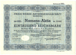 Germany Wertpapier Aktie Action, Nonvaleur Phrix Werke Aktiengesellschaft Hamburg - S - V