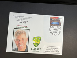 (1 P 22) 1st Anniversary Of The Death Of Cricket Player Legend, Shane Keith Warne - 4 March 2022 / 4 March 2023 - Briefe U. Dokumente