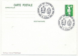 FRANCE - Entier CP 2,10 Briat - Obl. Temporaire "Cent Ans De Chemin De Fer - 74 CLUSES" 16/17 Juin 1990 - Commemorative Postmarks
