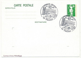FRANCE - Entier CP 2,10 Briat - Obl. Temporaire "75 Ans De La Ligne De Chemins De Fer Franco Suisse - 25 FRASNES" 1990 - Cachets Commémoratifs